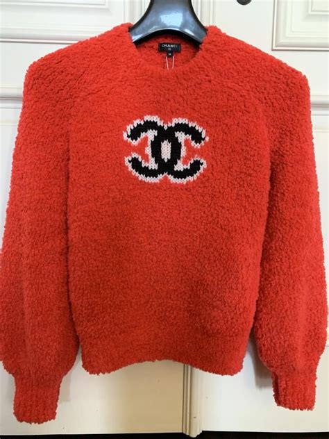 chanel sweatshirt red|Chanel tunic sweater.